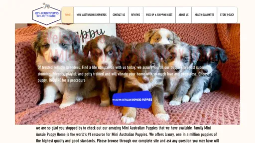 A screenshot of Familyminiaussiepethome.com