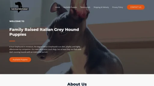 A screenshot of Familyraiseditaliangreyhoundpuppies.com