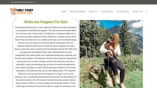 A screenshot of Familyraisedshibainu.com