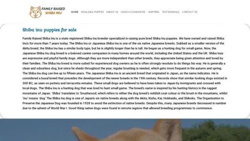 A screenshot of Familyraisedshibainupp.com