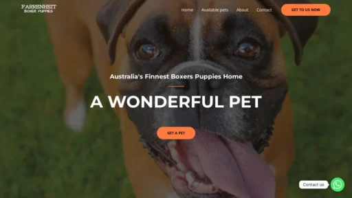 A screenshot of Farrenheitboxerpuppies.com