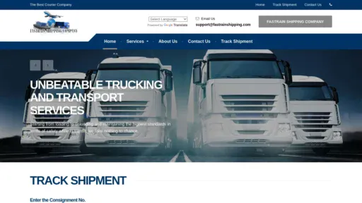 A screenshot of Fastrainshipping.com