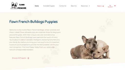 A screenshot of Fawnfrenchbulldog.com