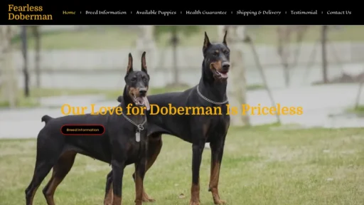 A screenshot of Fearlessdoberman.com