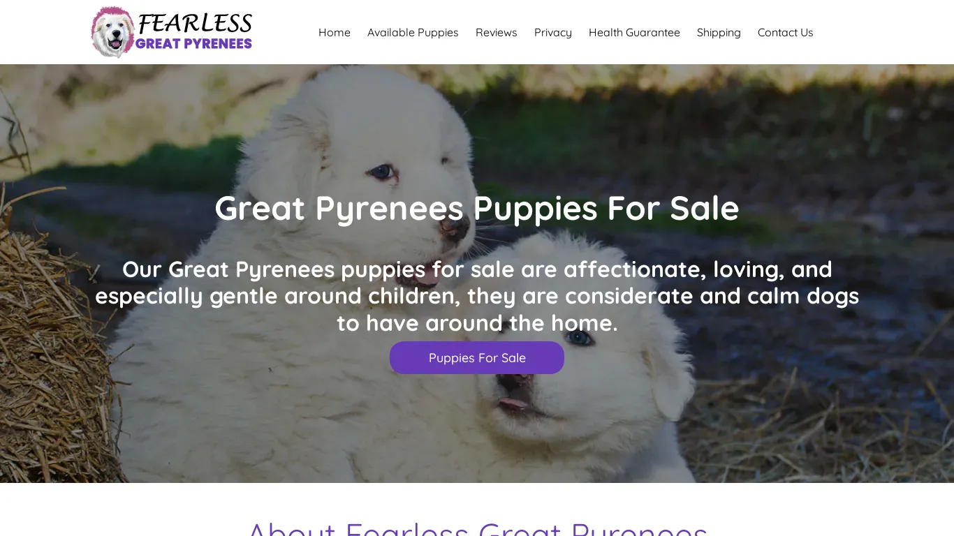 is fearlessgreatpyrenees.com legit? screenshot