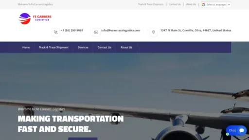 A screenshot of Fecarrierslogistics.com