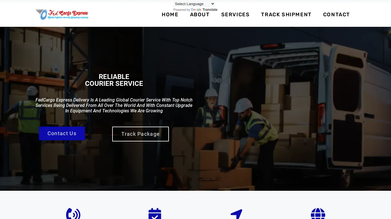 A screenshot of Fedcargoexpressdelivery.com