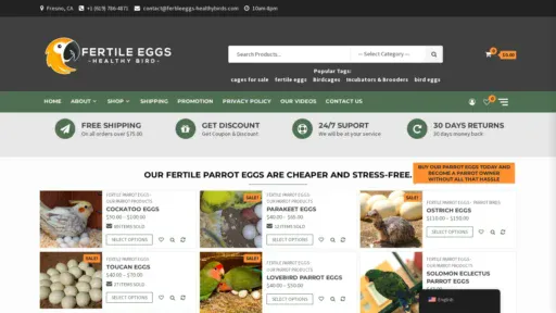 A screenshot of Fertileeggs-healthybirds.com