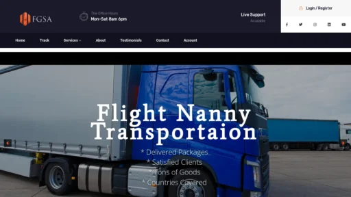 A screenshot of Flightnannytransportaion.com