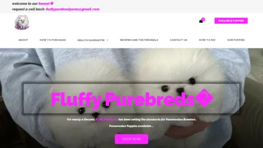 A screenshot of Fluffypurebreds.com