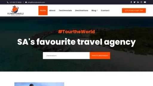 A screenshot of Flyway-travels.com