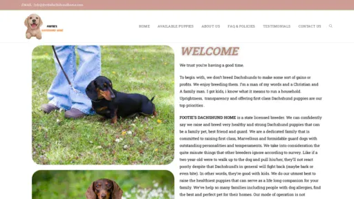 A screenshot of Footiedachshundhome.com