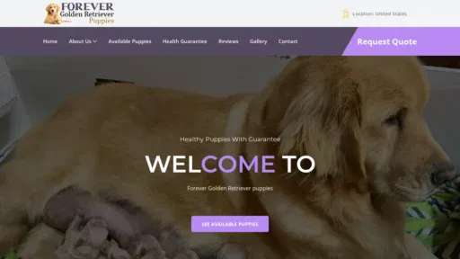 A screenshot of Forevergoldenretrieverpuppies.com