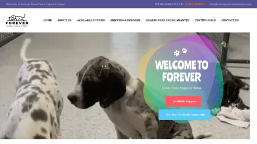 A screenshot of Forevergreatdanehome.com