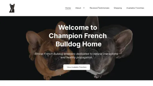 A screenshot of Frenchbulldogchampionhome.com