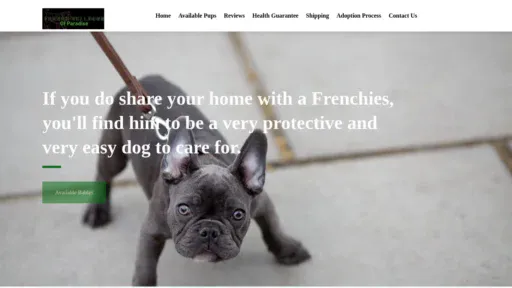 A screenshot of Frenchbulldogofparadise.com