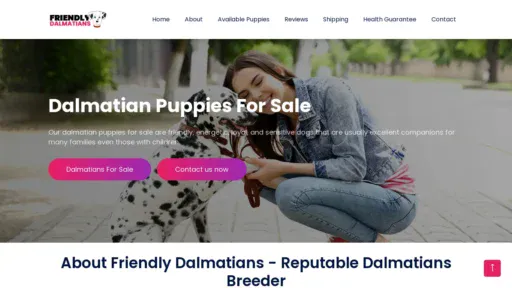 A screenshot of Friendlydalmatians.com