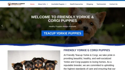 A screenshot of Friendlyyorkieandcorgipups.com