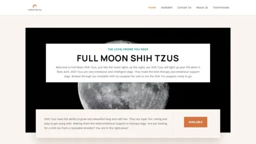 A screenshot of Fullmoonshihtzus.com
