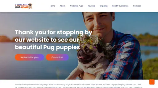 A screenshot of Furlandpugpuppies.com