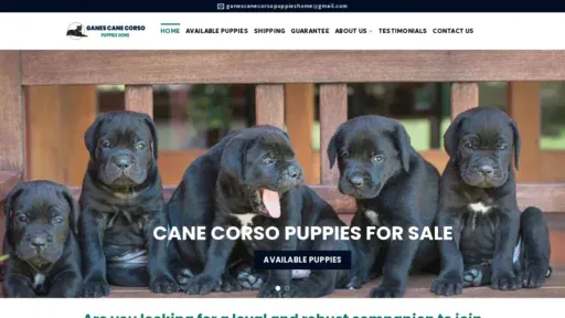 A screenshot of Ganescanecorsopuppieshome.com