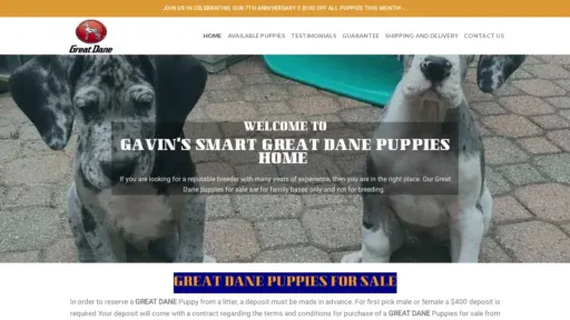 A screenshot of Gavingreatdanepups.com