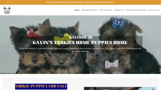 A screenshot of Gavinyorkieshome.com