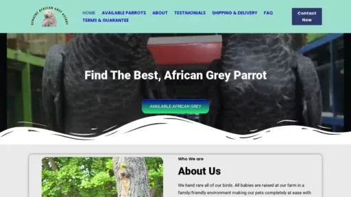 A screenshot of Genuineafricangreyaviary.com