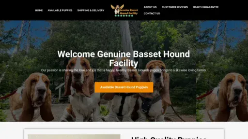 A screenshot of Genuinebassethoundfacility.com