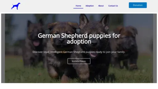 A screenshot of Germanshepherdpuppiesadoption.com