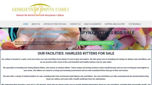 A screenshot of Gieannasphynxcatfamily.com