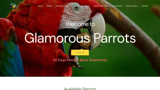 A screenshot of Glamparrots.com