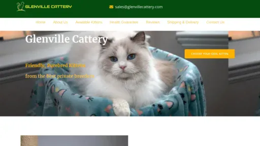 A screenshot of Glenvillecattery.com