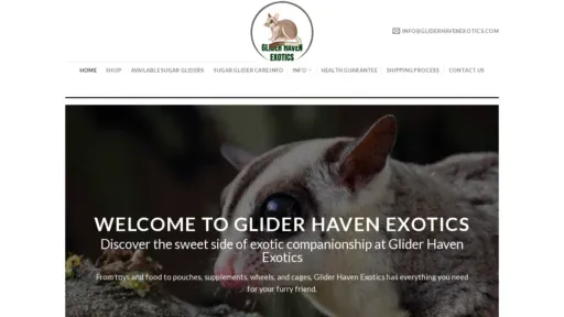 A screenshot of Gliderhavenexotics.com