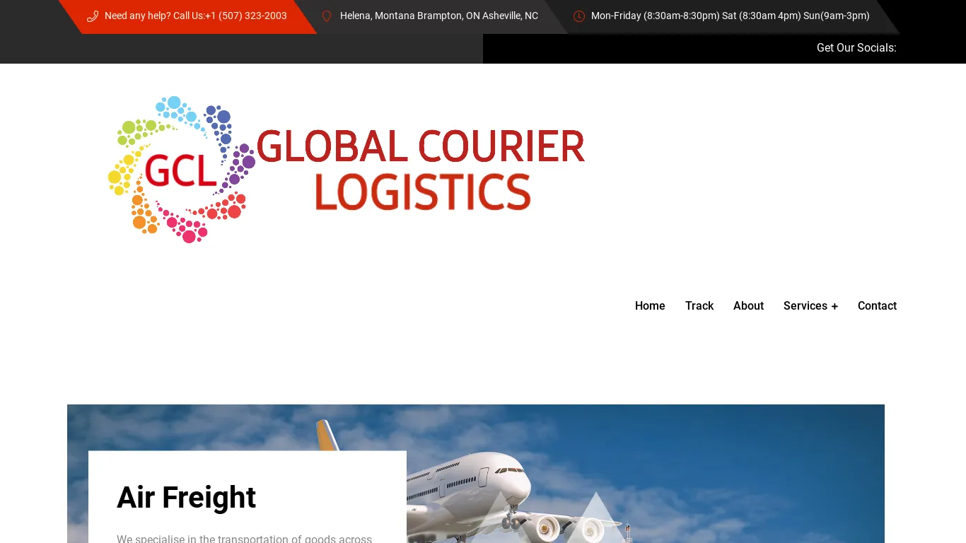 A screenshot of Globalcourierslogistics.com