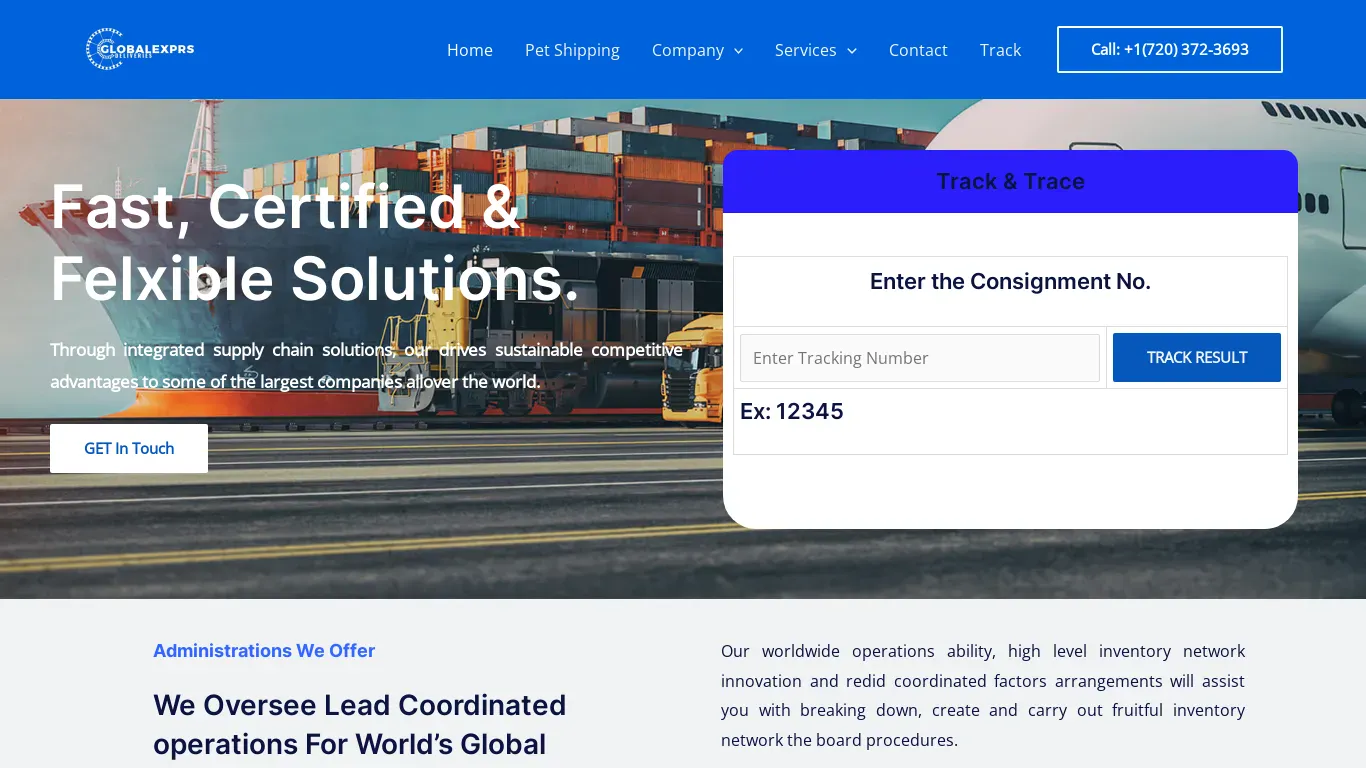 A screenshot of Globalexpresdeliveries.com