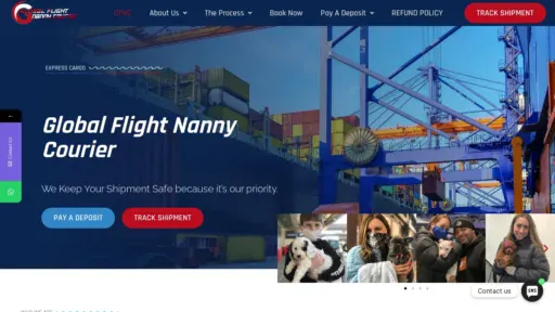 A screenshot of Globalflightnannycourier.com