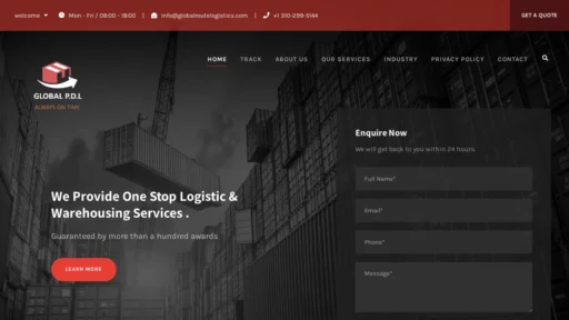 A screenshot of Globalparcedeliverylogistics.com