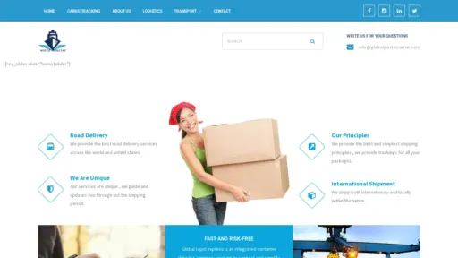 A screenshot of Globalpostalcarrier.com