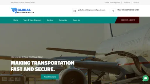 A screenshot of Globalshippingmails.com