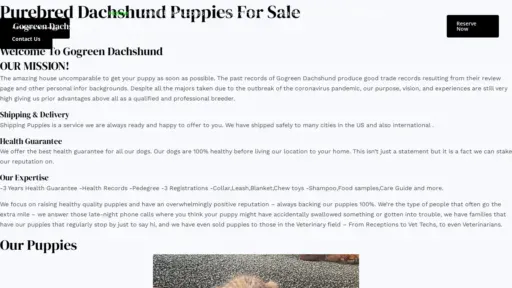 A screenshot of Gogreendachshund.com