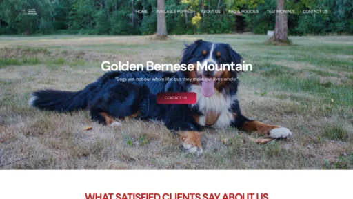 A screenshot of Goldenbernesemountain.com