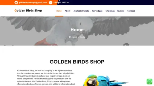 A screenshot of Goldenbirdsshop.com