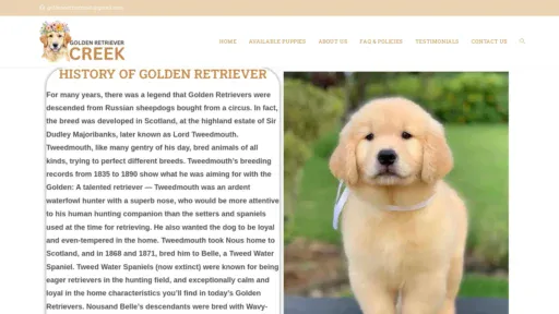 A screenshot of Goldenretrievercreek.com