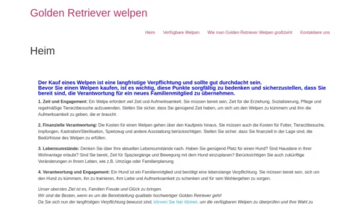 A screenshot of Goldenretrieverwelpenhause.com