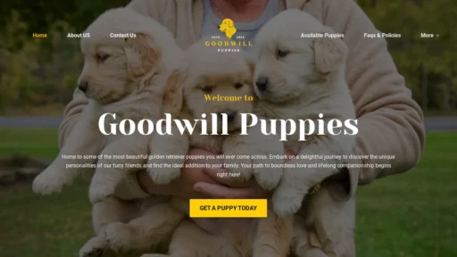 A screenshot of Goodwillpuppies.com