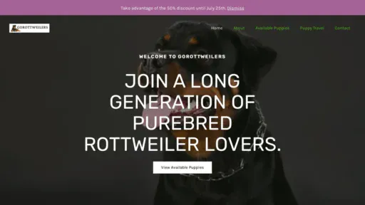 A screenshot of Gorottweilers.com