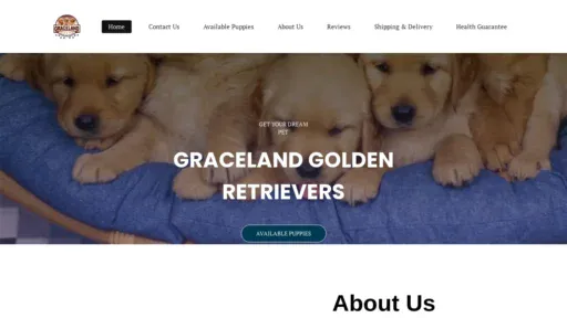 A screenshot of Gracelandgoldenretrievers.com