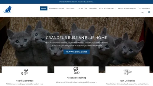 A screenshot of Grandeurrussianbluehome.com