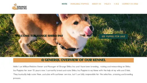 A screenshot of Grangeshibainu.com